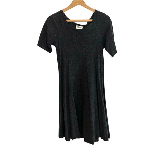 Ganni x Anthropologie Charcoal Scoop Neck Fit Flare Mini Cotton Dress Small - Picture 2 of 6